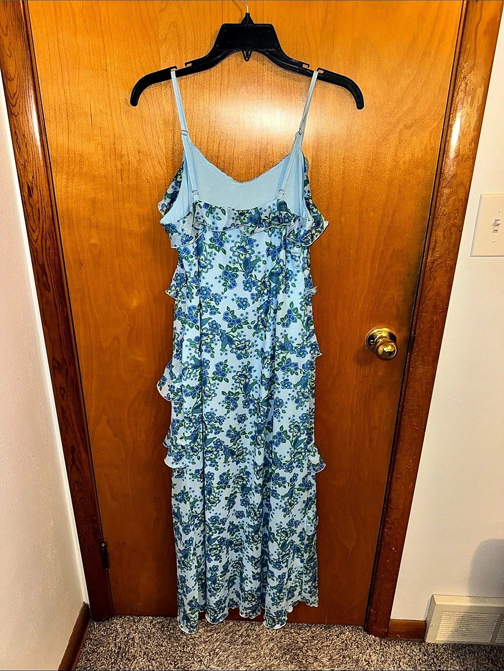 Merokeety Blue & White Floral Maxi Dress